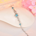 Engelsflügel blaue Diamantarmbänder Frauen, 925 Sterling Silber Charm Kette Herzarmbänder Schmuck Geschenk für Liebhaber